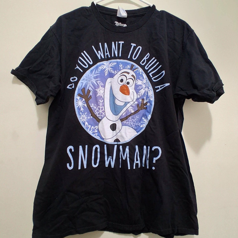 Disney Olaf Frozen T‎ Shirt Black Size L Short Sleeve Graphic Tee